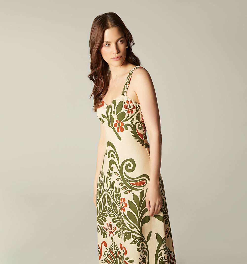 Vestido largo tiras trenzadas