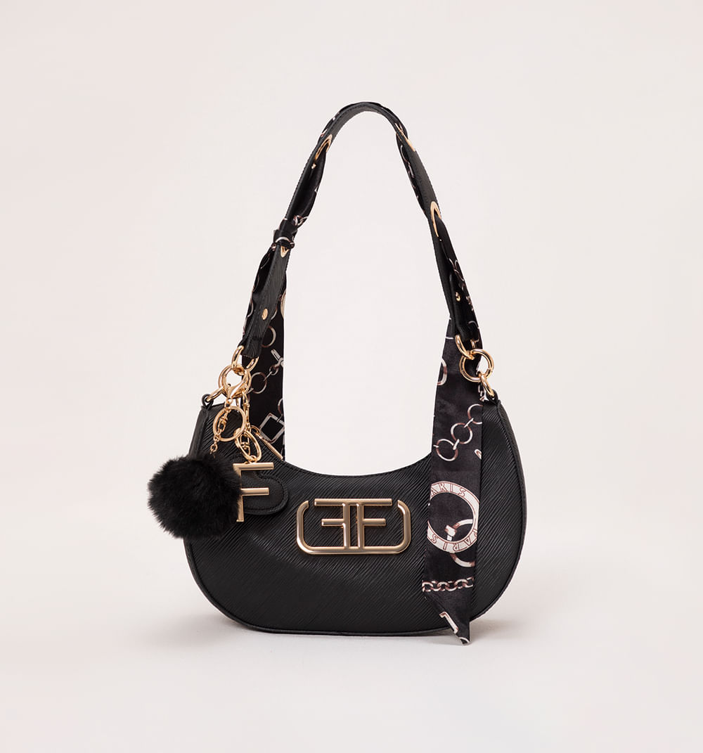 Bolso de hombro media luna herraje logo