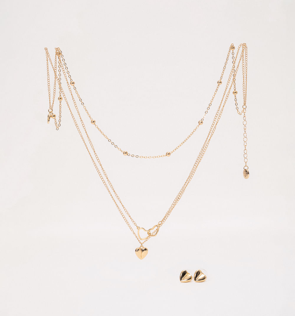 Collar y aretes baño oro set x 4