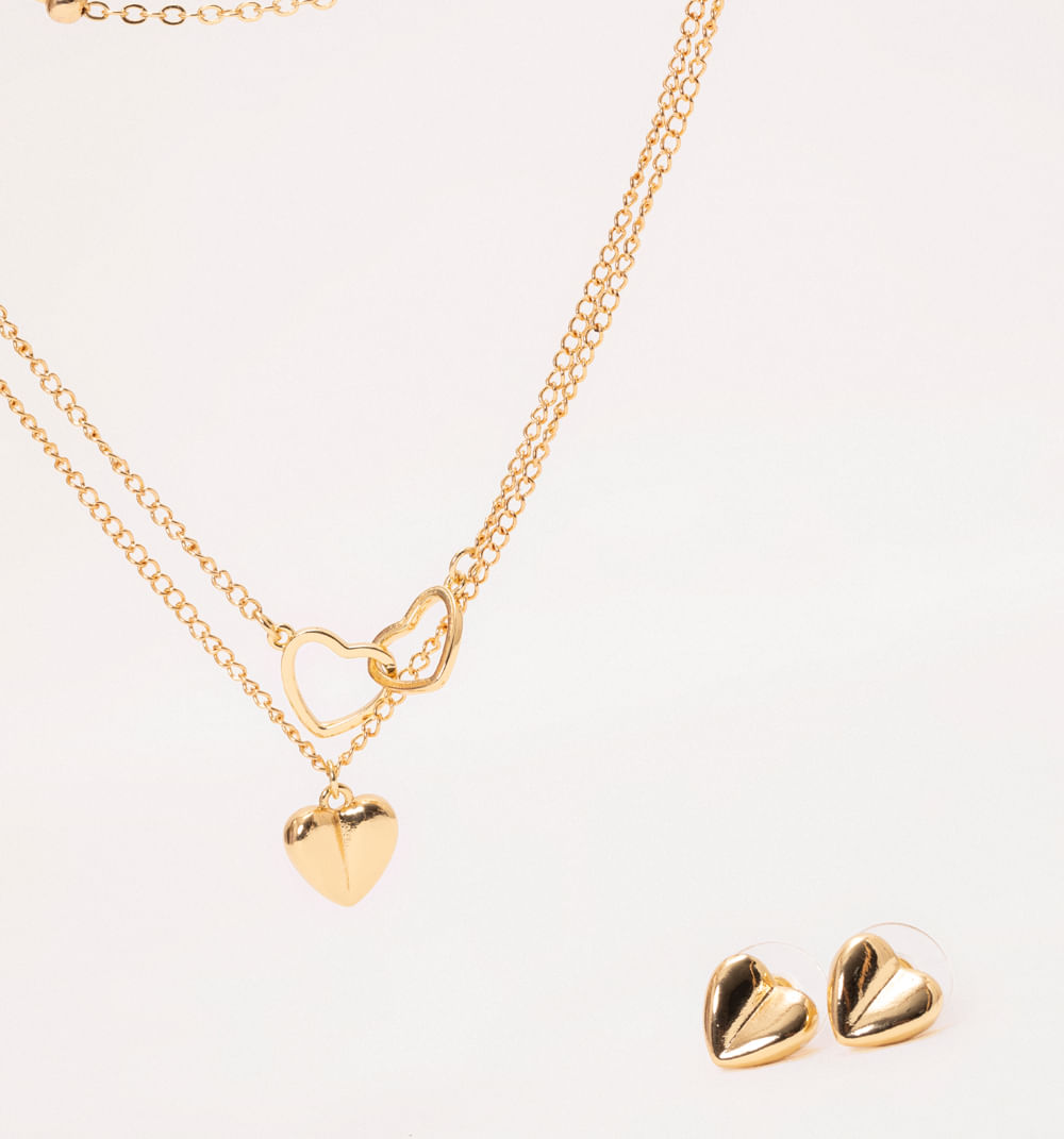 Collar y aretes baño oro set x 4