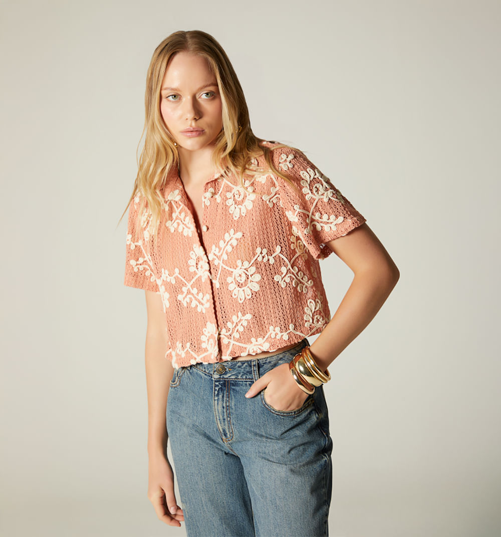 Blusa manga corta boxy