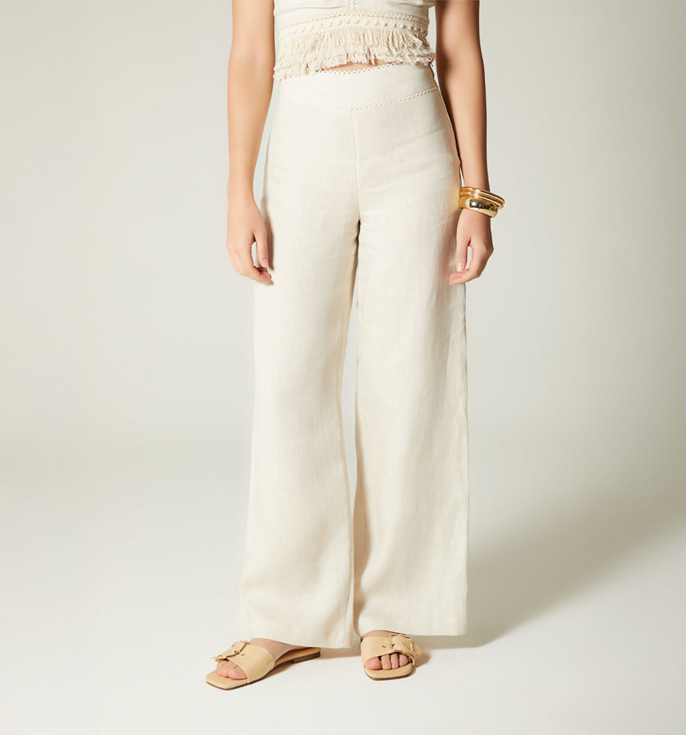 Pantalon tiro alto con botones