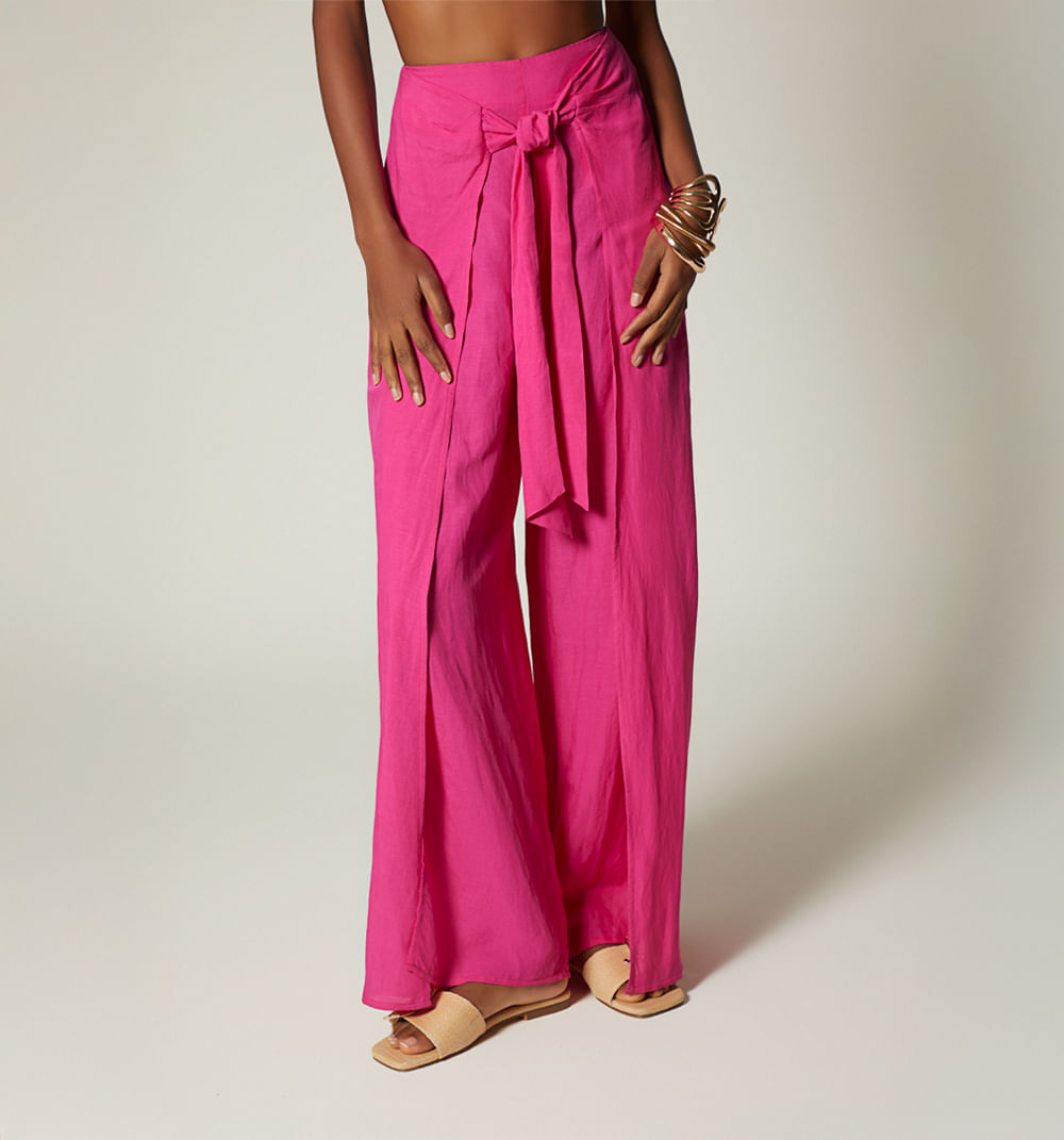 Pantalon tiro alto de amarre adelante