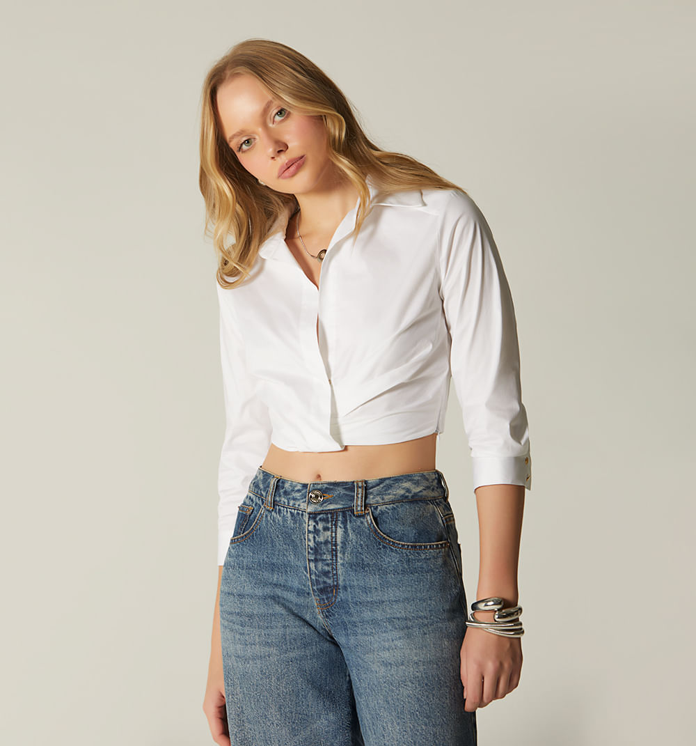 Blusa  manga 3/4  frente entrelazado
