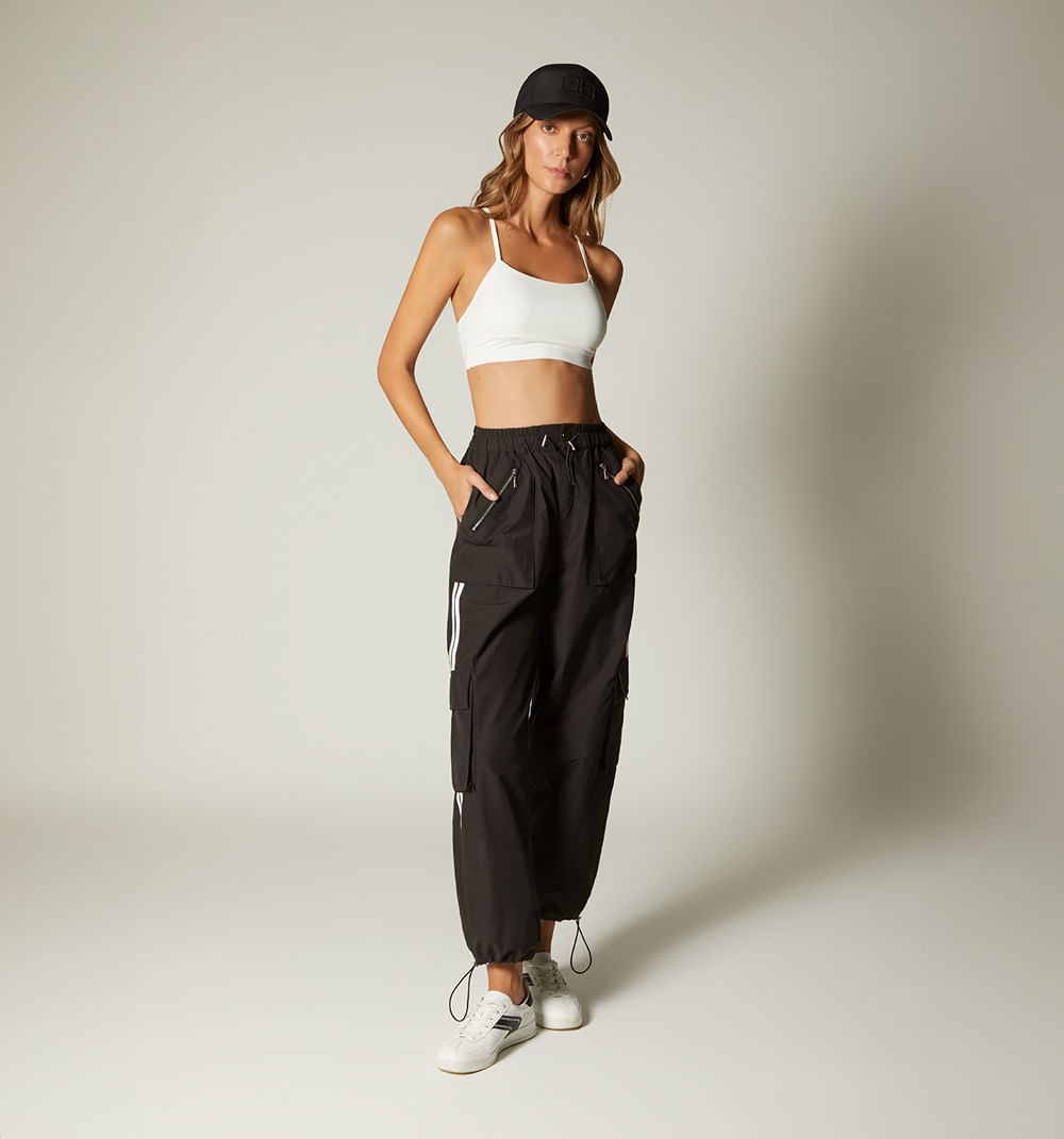 Pantalon tiro alto bolsillos con cierre