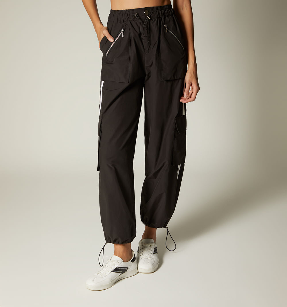 Pantalon tiro alto bolsillos con cierre