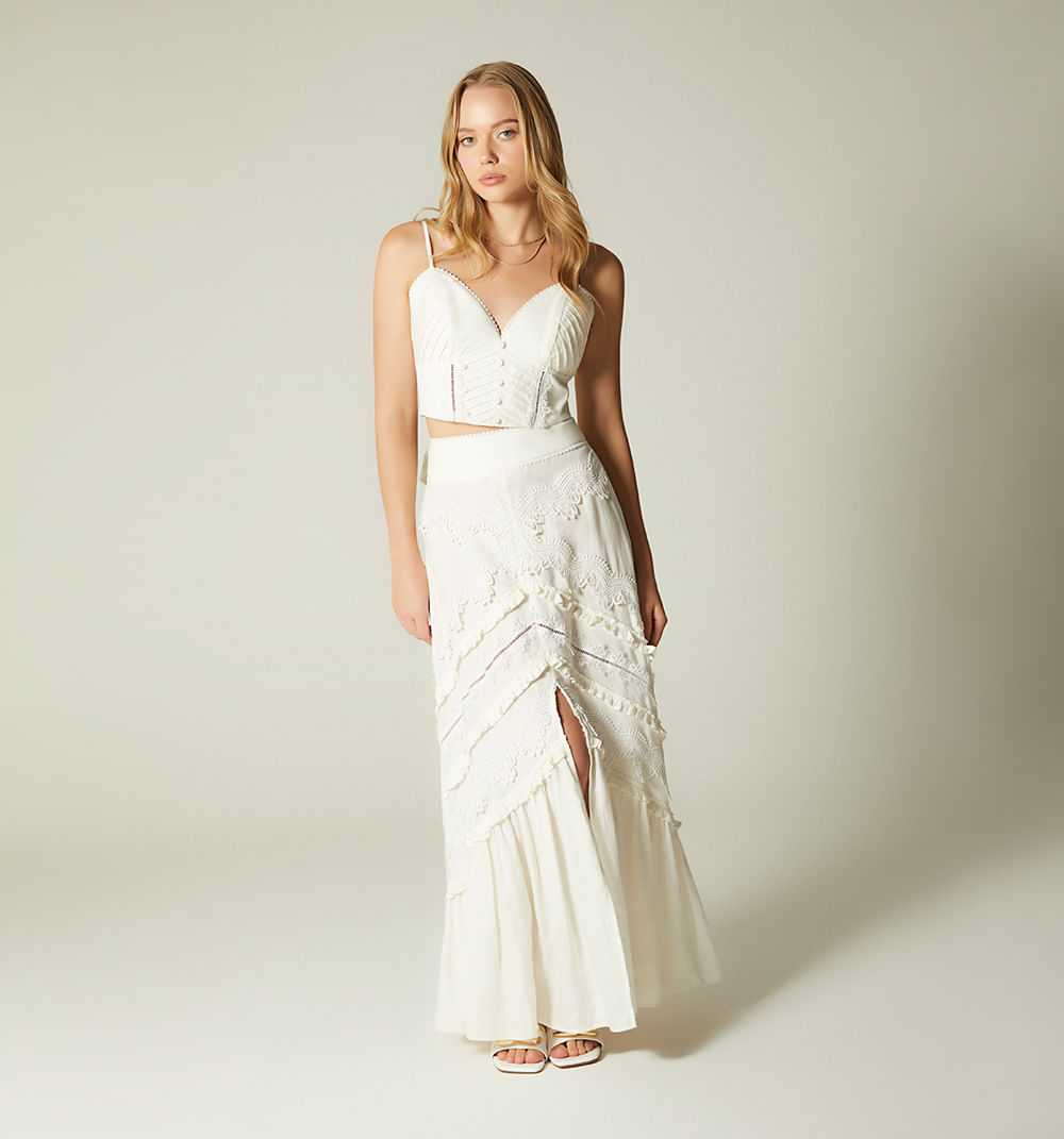 Falda larga con alforzas