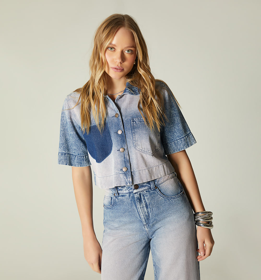 Blusa boxxi bolsillo con reserva parches