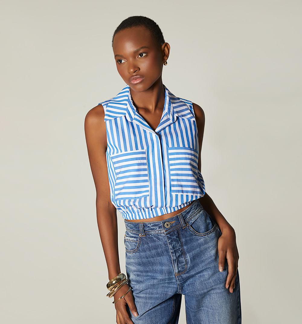 Blusa manga sisa con elastico