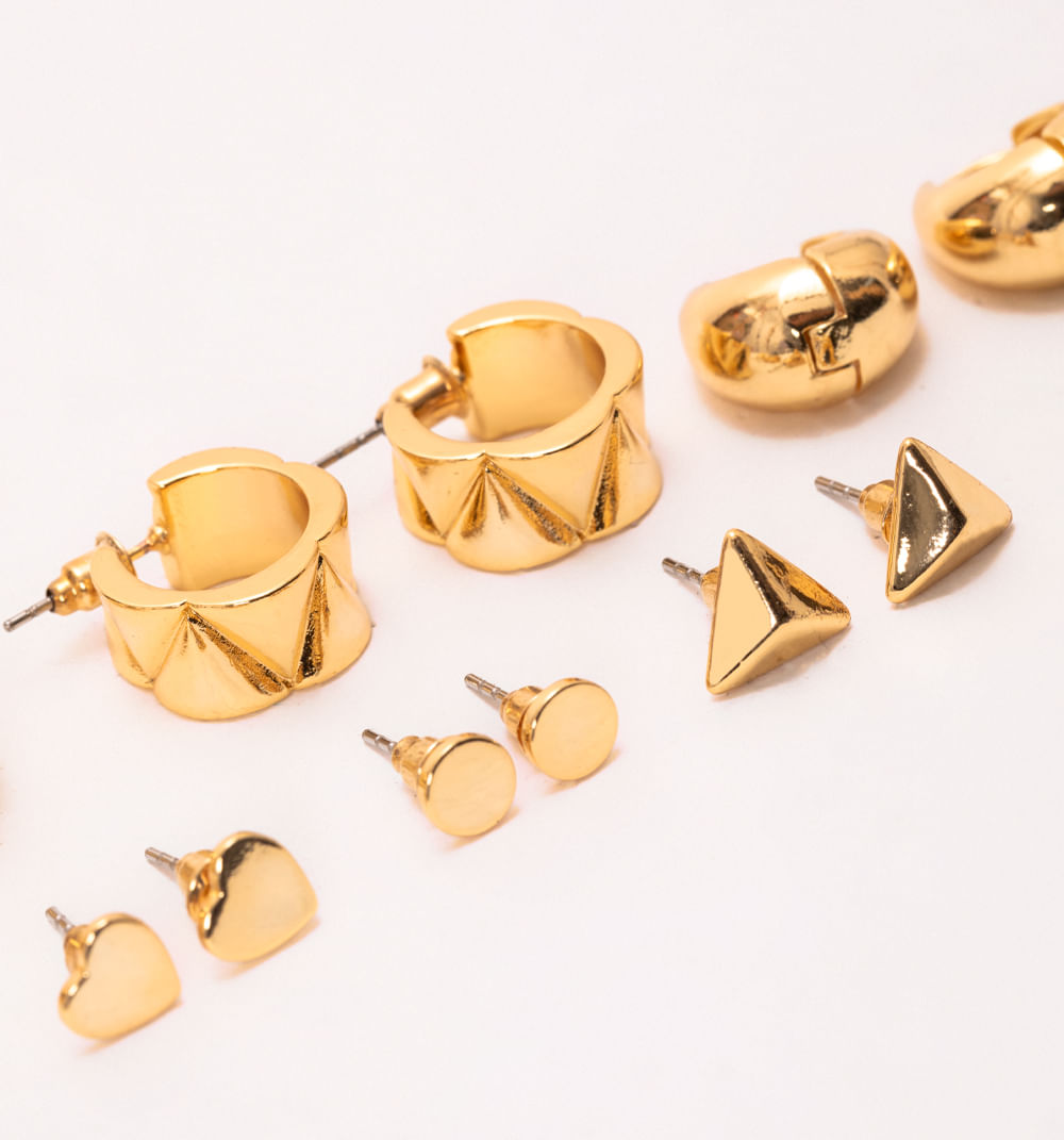 Aretes baño oro set x6