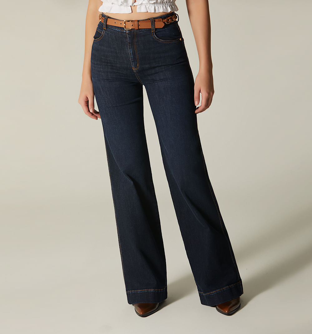 Jean  bota campana tiro alto con correa