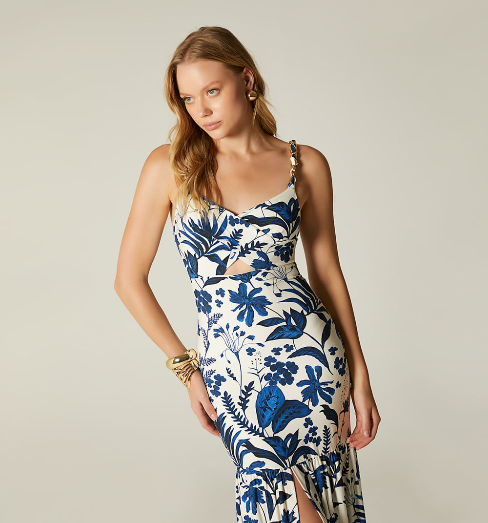 Vestido largo tira con cadena