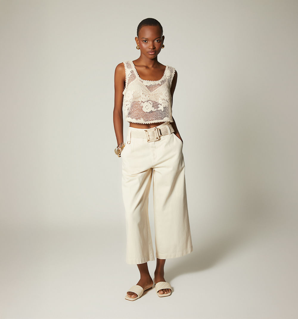 Jean culotte tiro alto con cinturon