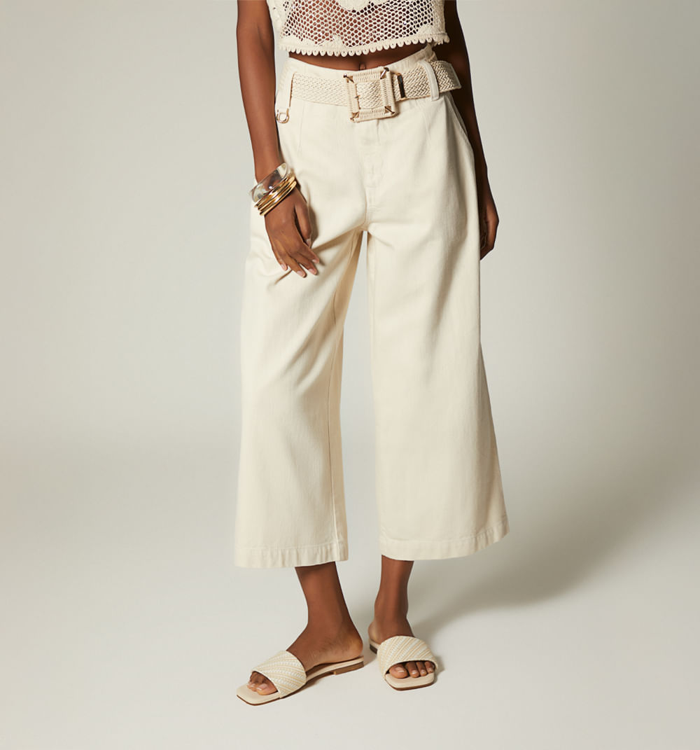 Jean culotte tiro alto con cinturon