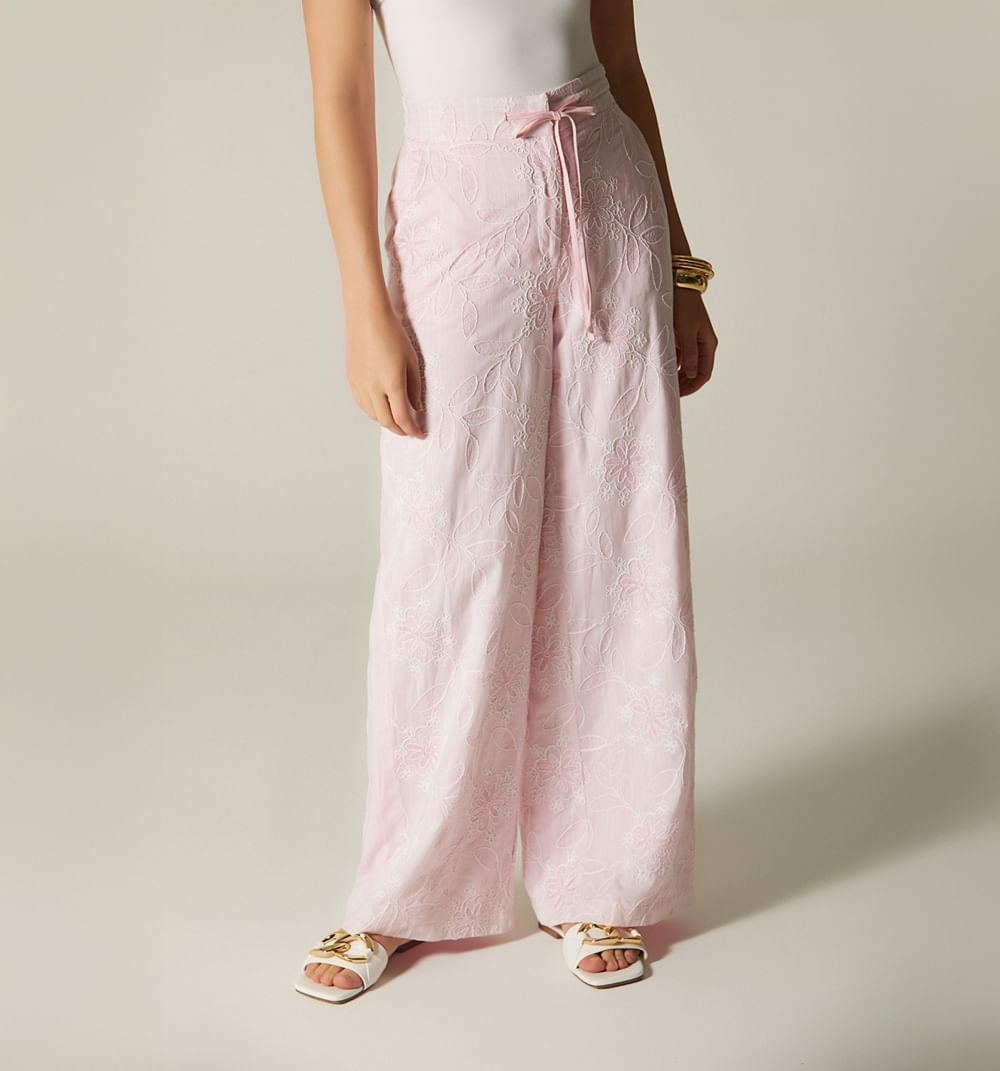 Pantalon palazzo con bolsillos en delant