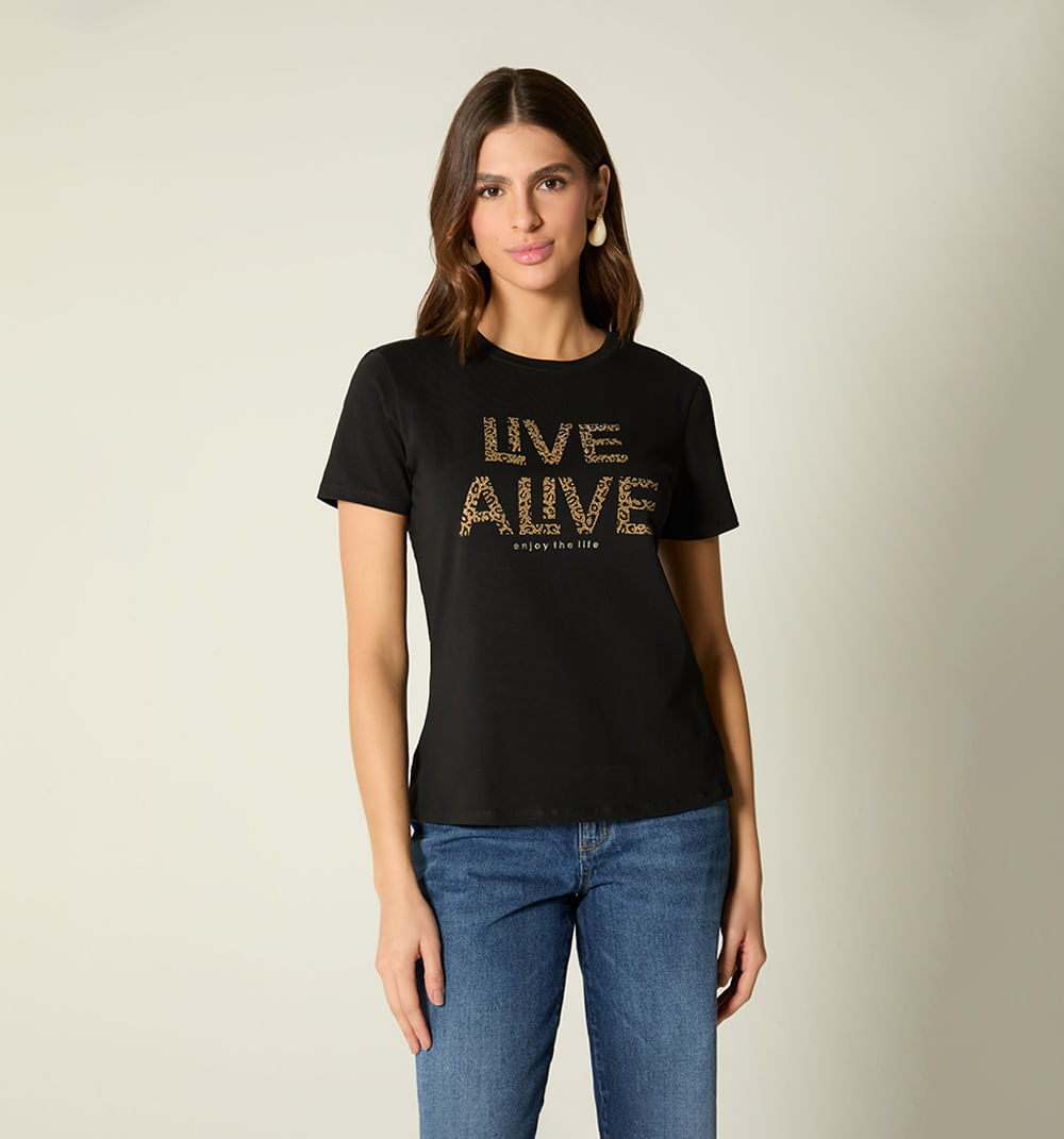 Camiseta manga corta estampado repujado