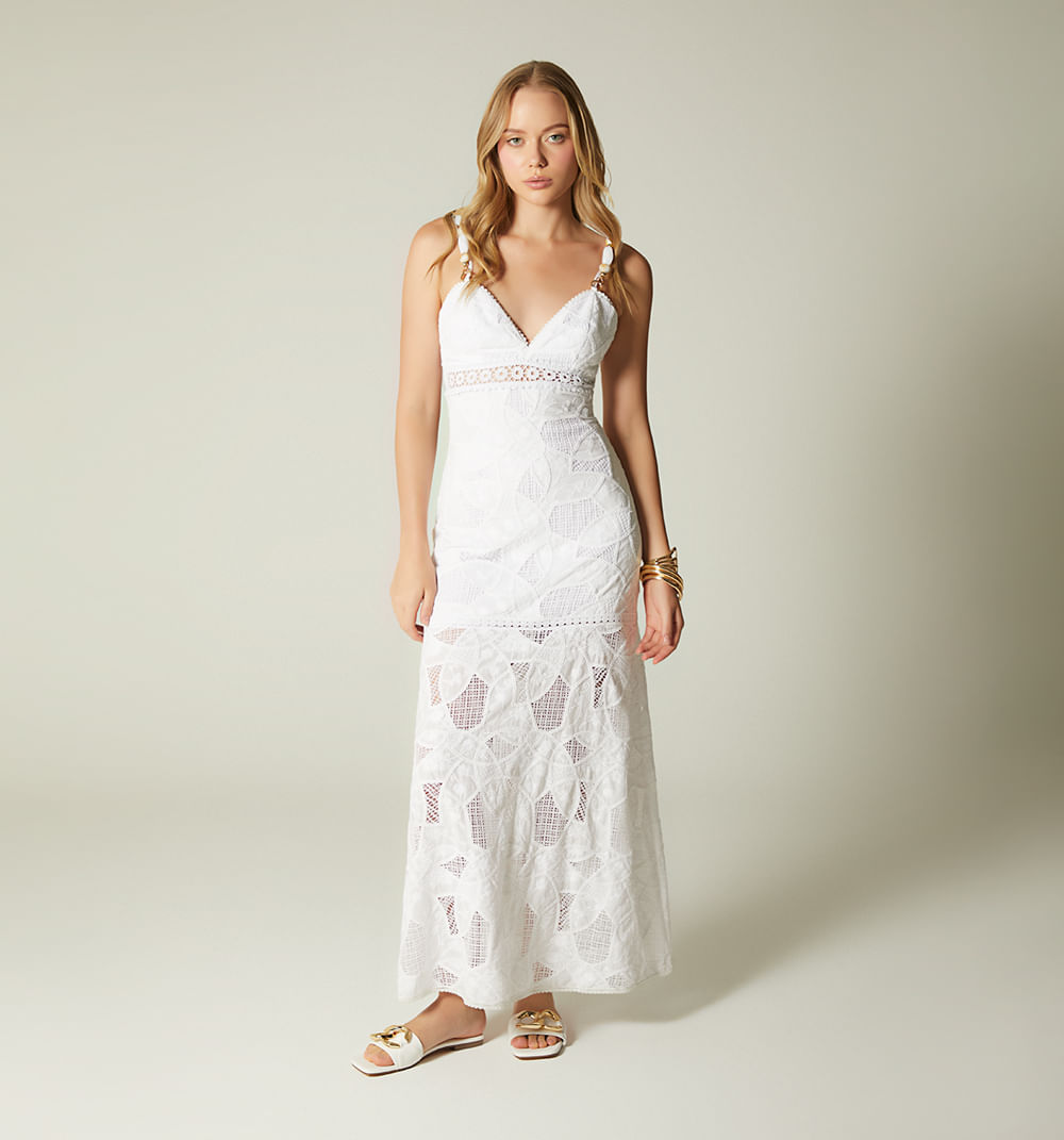 Vestido largo de tiras con insumos