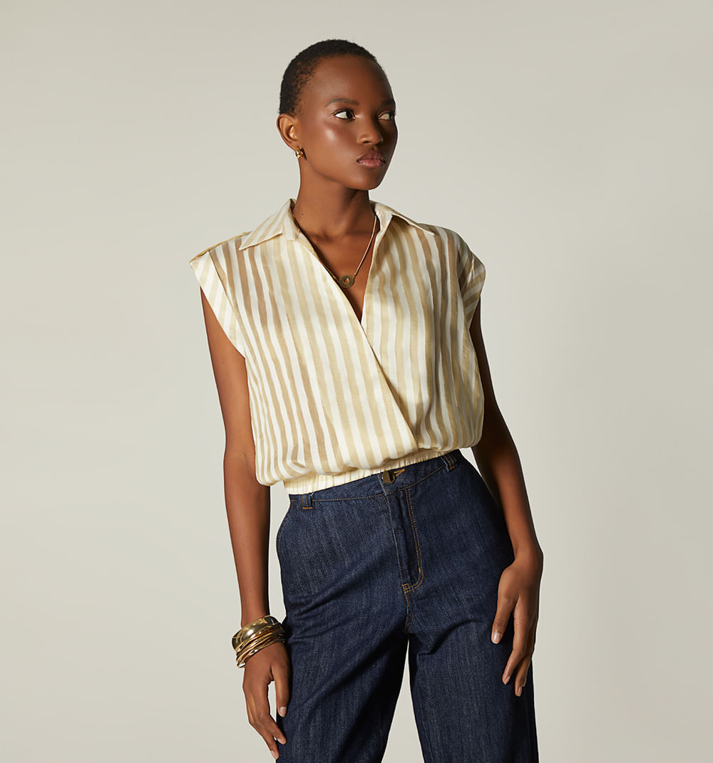 Blusa manga sisa frente cruzado