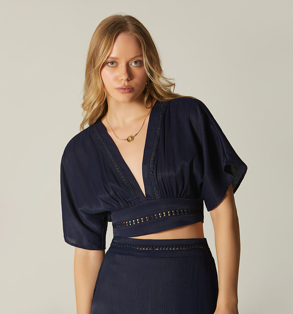 Blusa manga corta escote en v