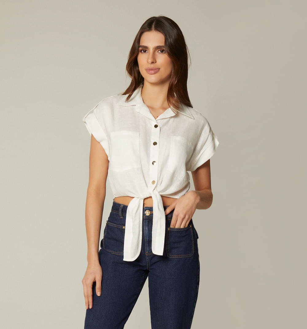 Blusa sisa camisera de anudar, color