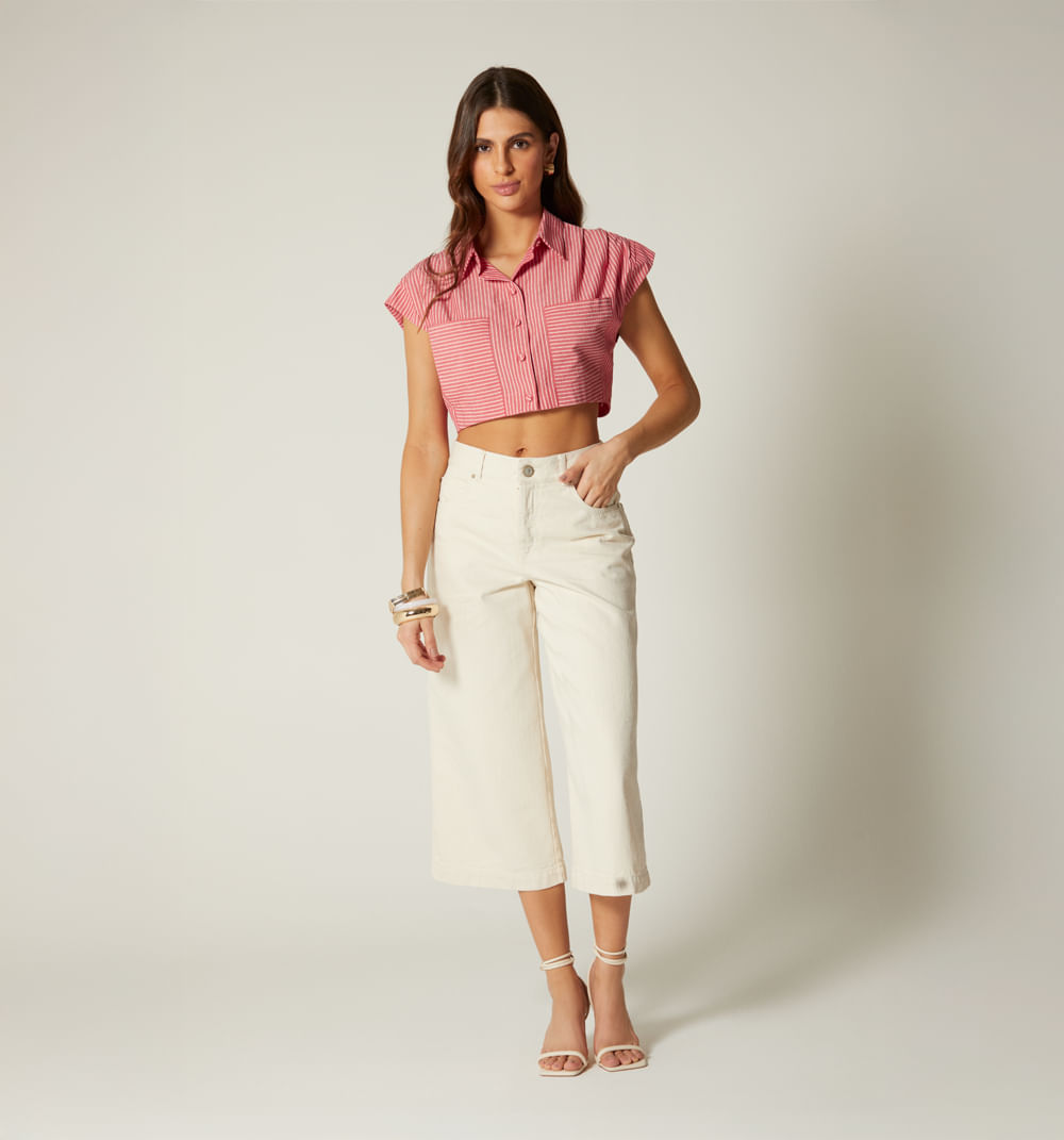 Blusa manga rodada prenses bolsillo
