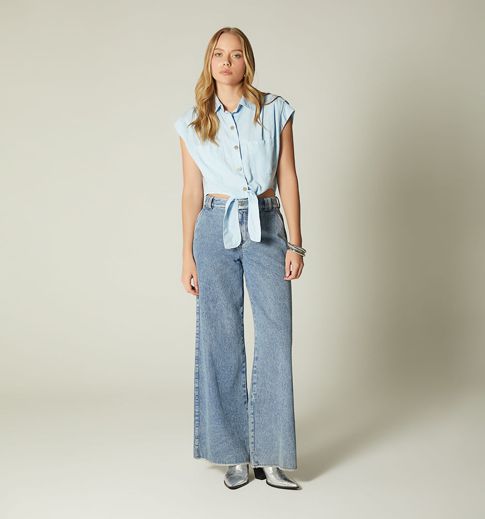 Blusa sisa camisera de anudar color