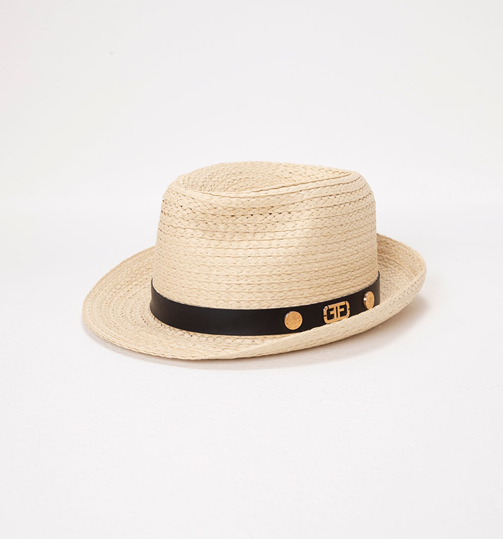 Sombrero panama con banda con herrajes
