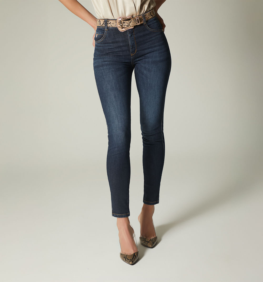 Jean  skinny tiro alto correa piton para mujer