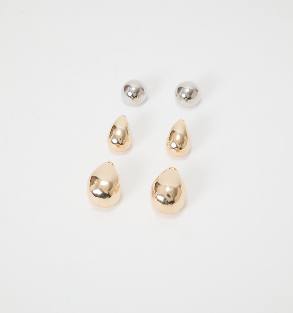 Aretes chuncky gotas set x3