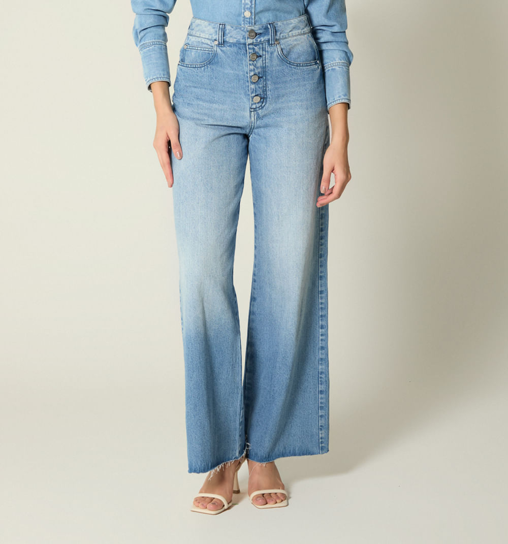 Jean wide leg tiro super alto 5 bolsillo
