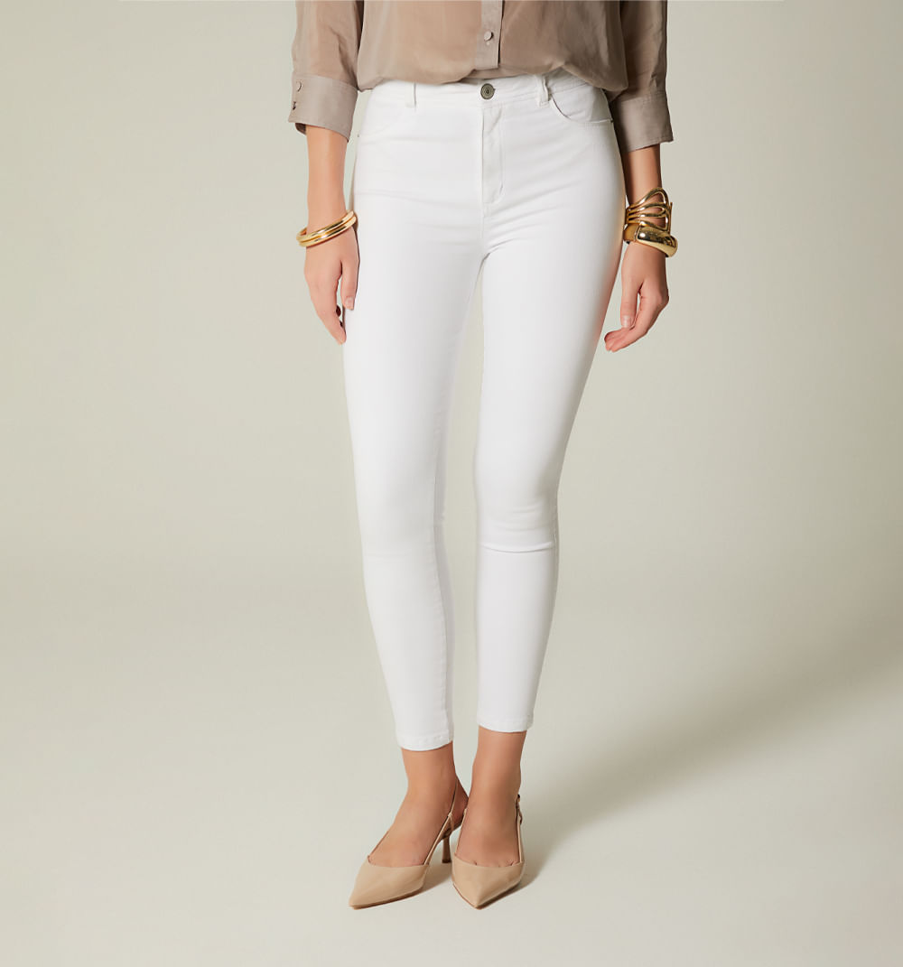 Jeggings tiro alto, cinco bolsillos, taylor, proceso blanco