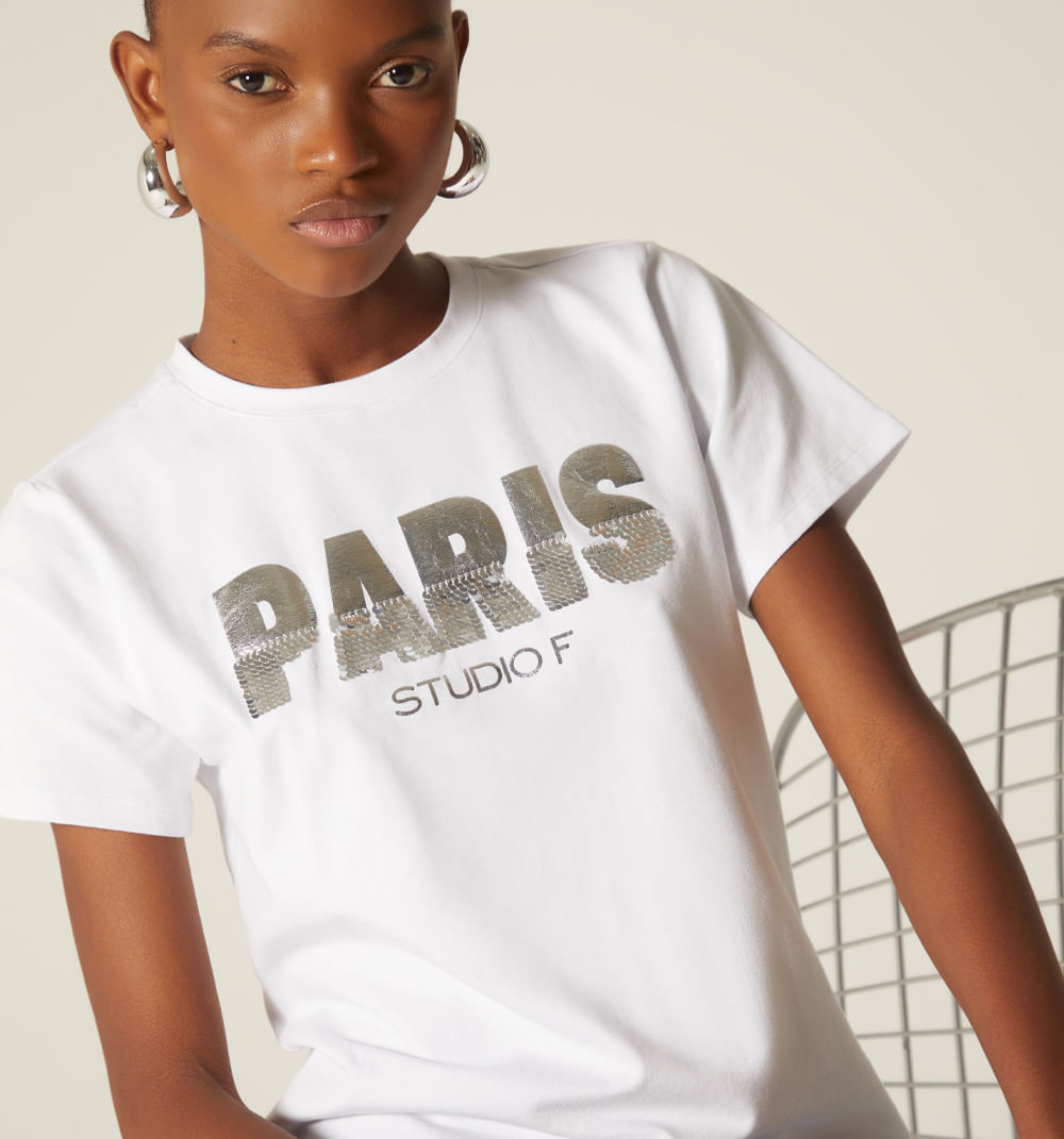 Camiseta estampado lentejuela