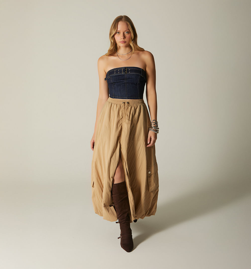 Blusa straple con cinturon misma tela