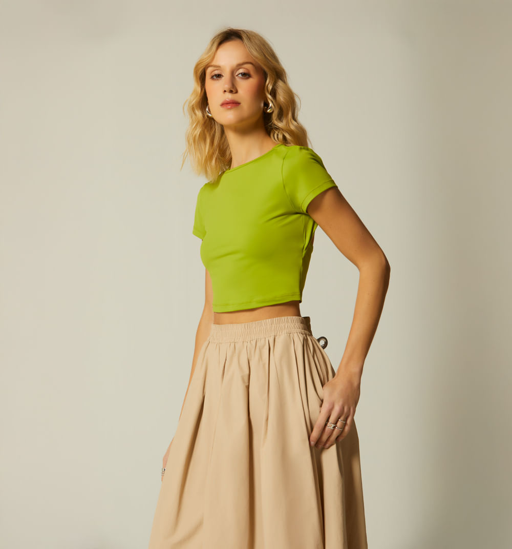 Blusa crop  manga corta escote espalda