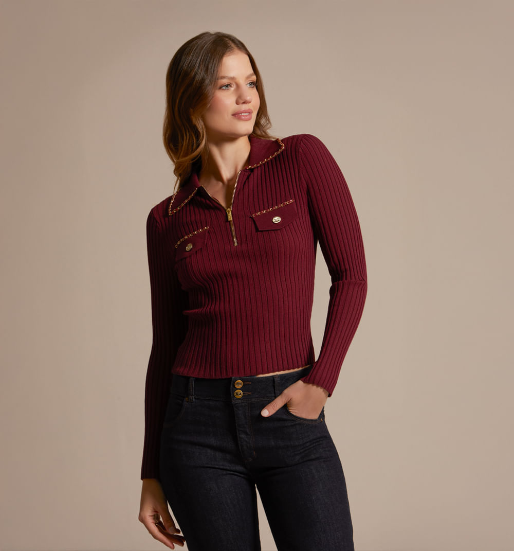 Buso cuello polo manga larga
