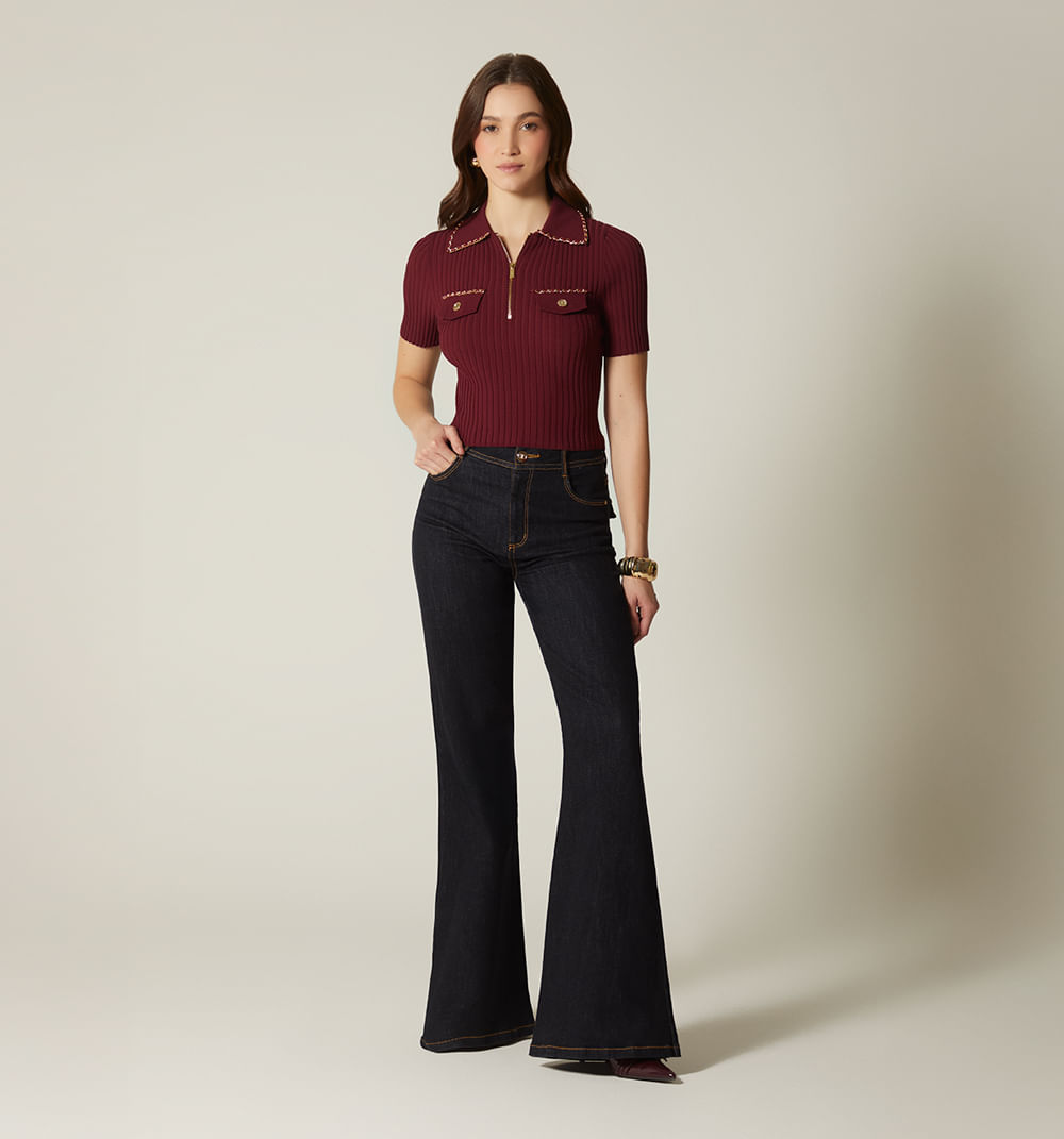 Blusa cuello polo manga corta