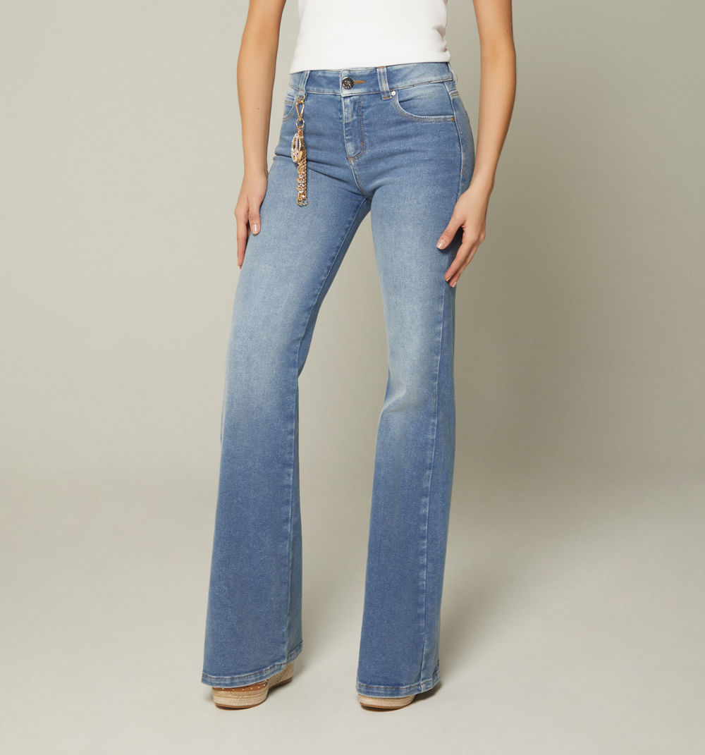 Jean bota campana tiro medio borla paz