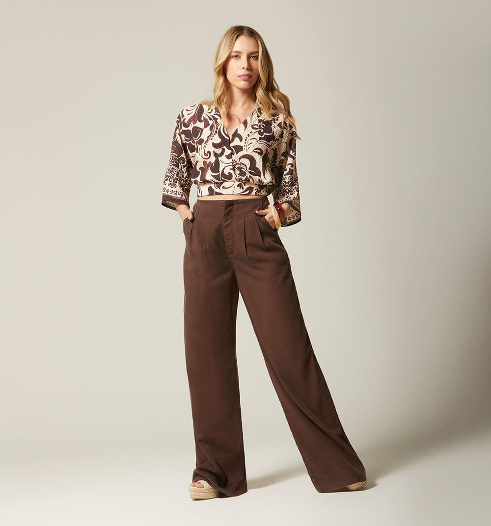 Blusa manga tres cuartos cruzada