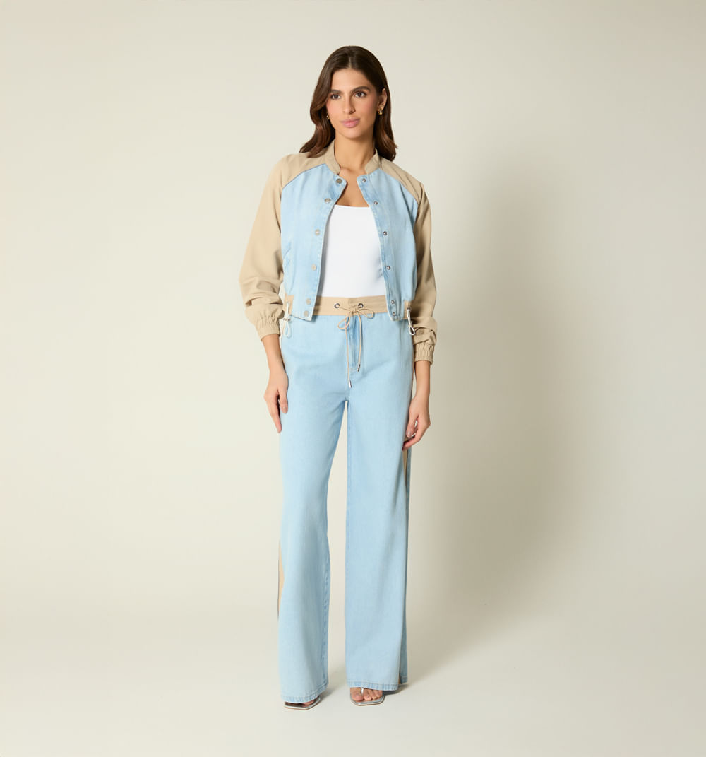 Chaqueta bomber cortes combinada