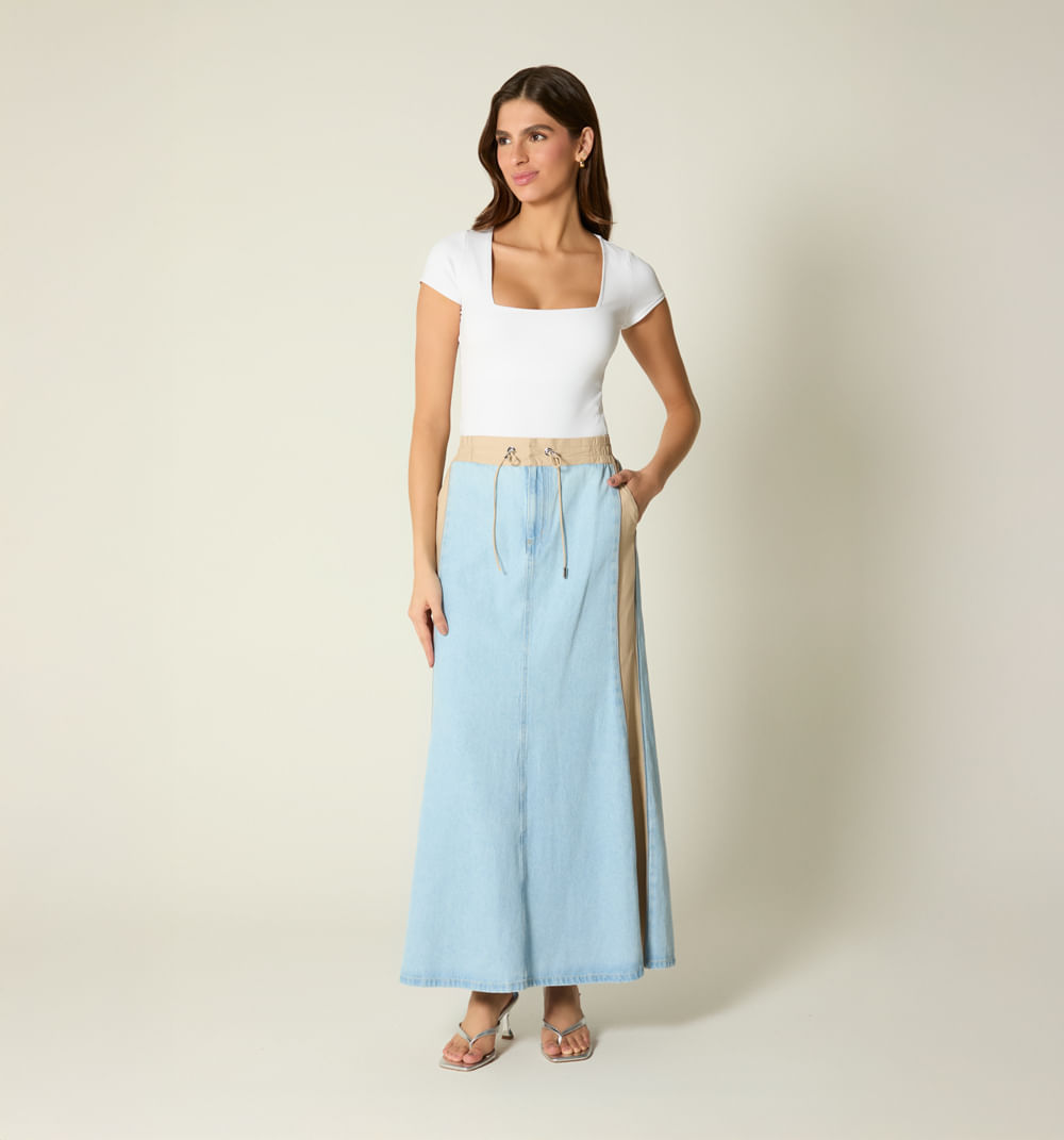 Falda larga cortes combinada