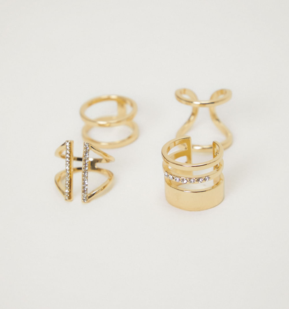Anillos minimal brillo set x4