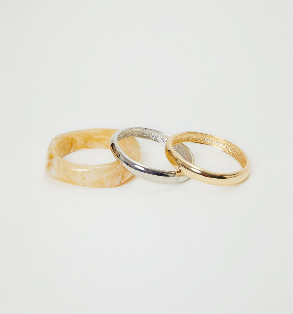 Pulsera metal y resina set x3