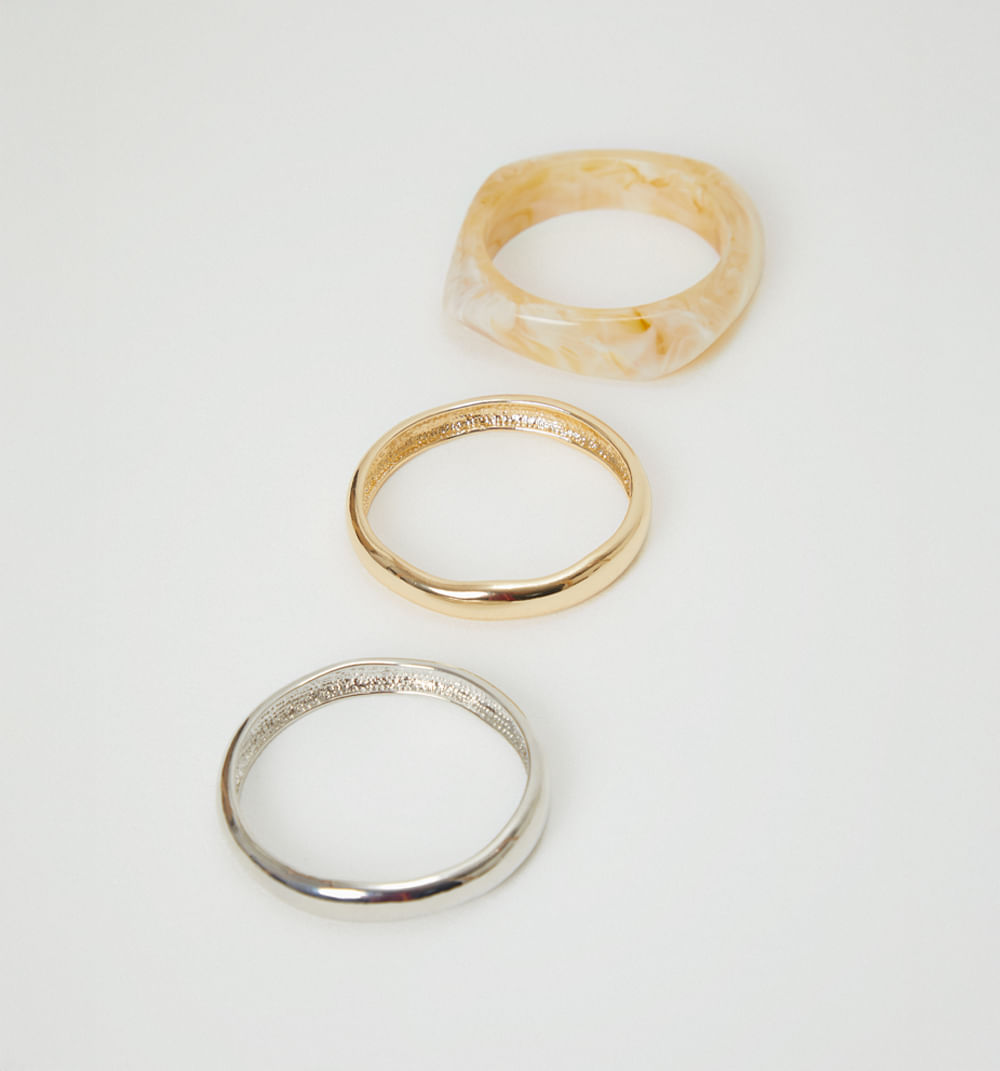 Pulsera metal y resina set x3