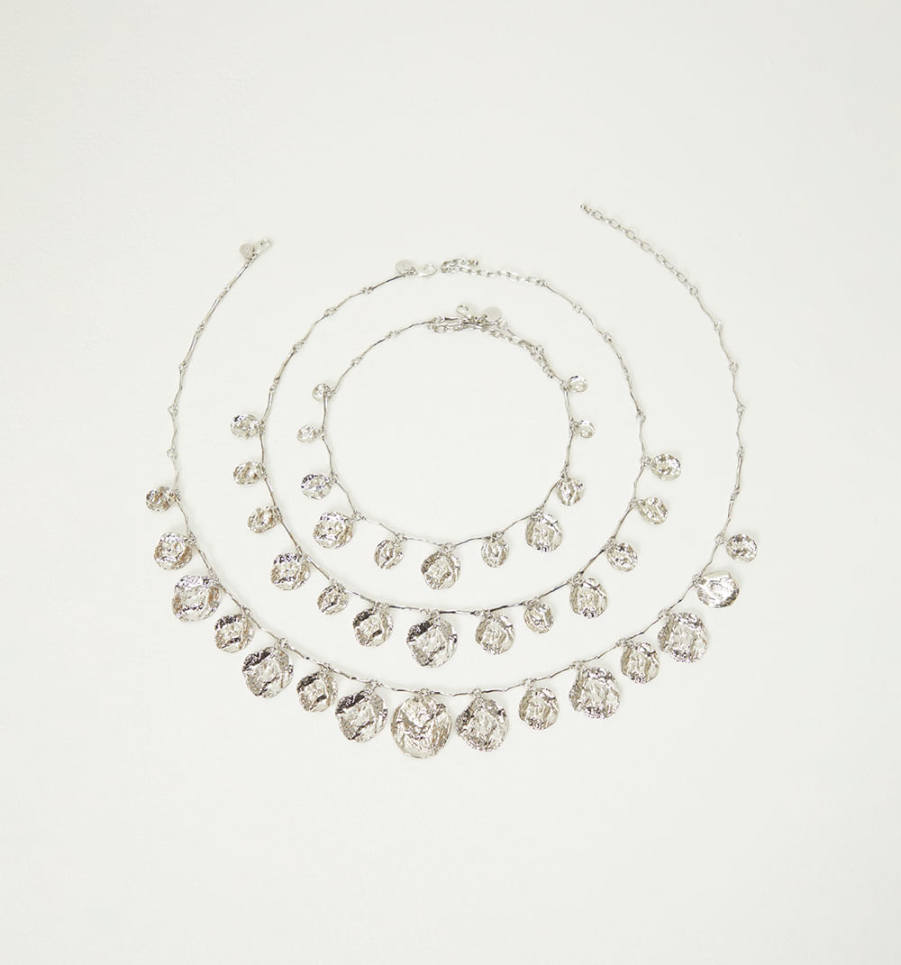 Collar dijes martillados set x3