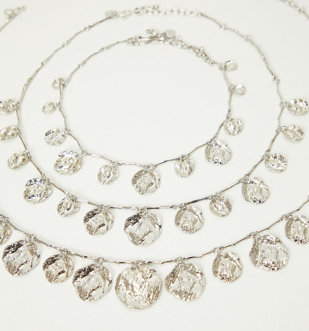 Collar dijes martillados set x3