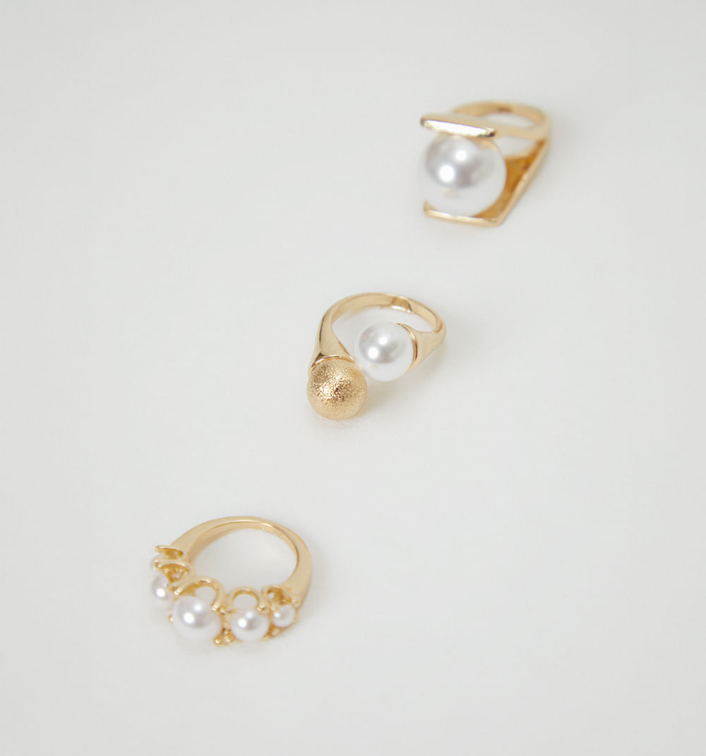 Anillos perlas set x3