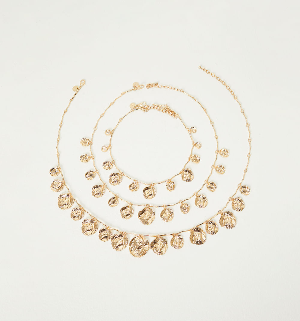 Collar dijes martillados set x3