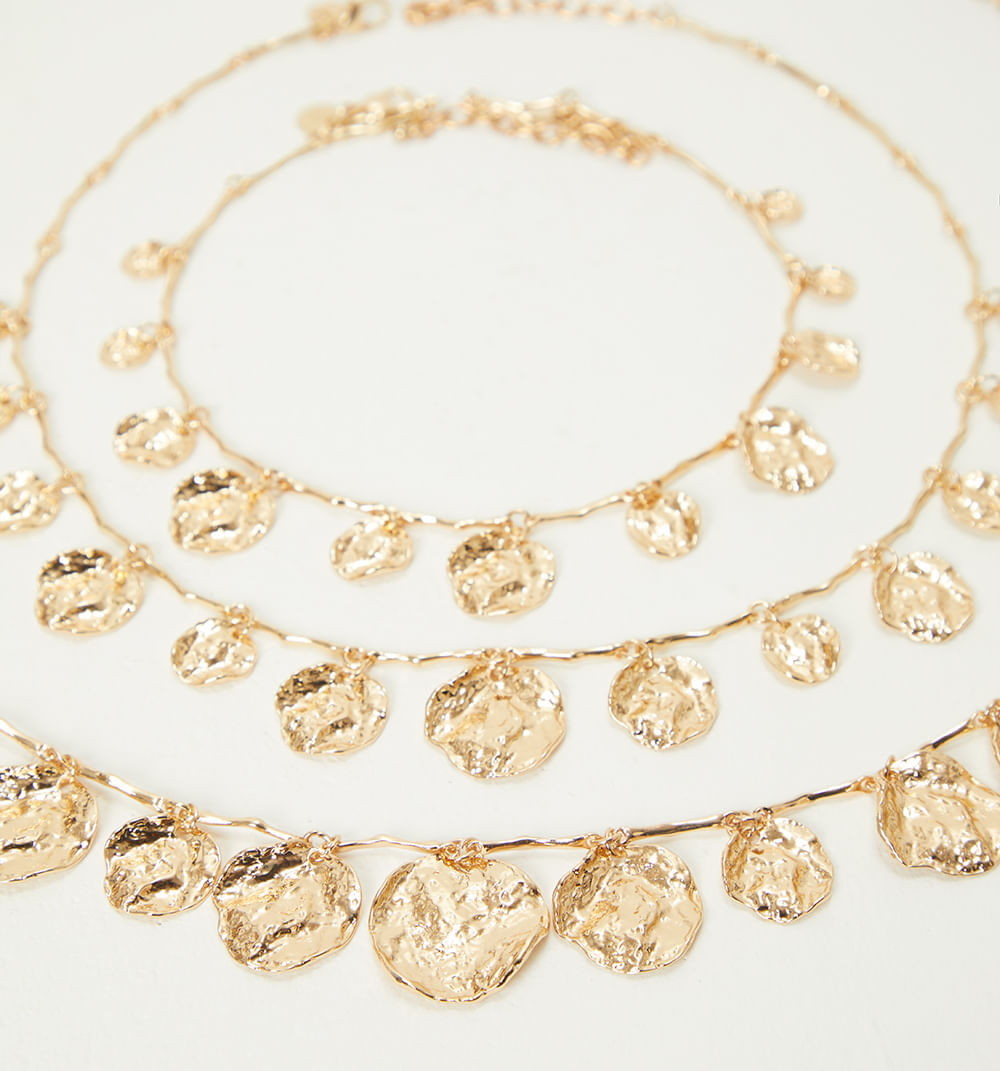 Collar dijes martillados set x3