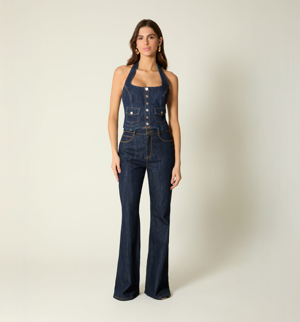 Blusa halter con broches para mujer