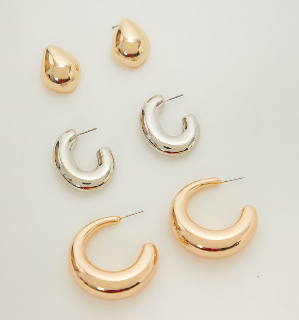 Aretes gota y candonga set x3